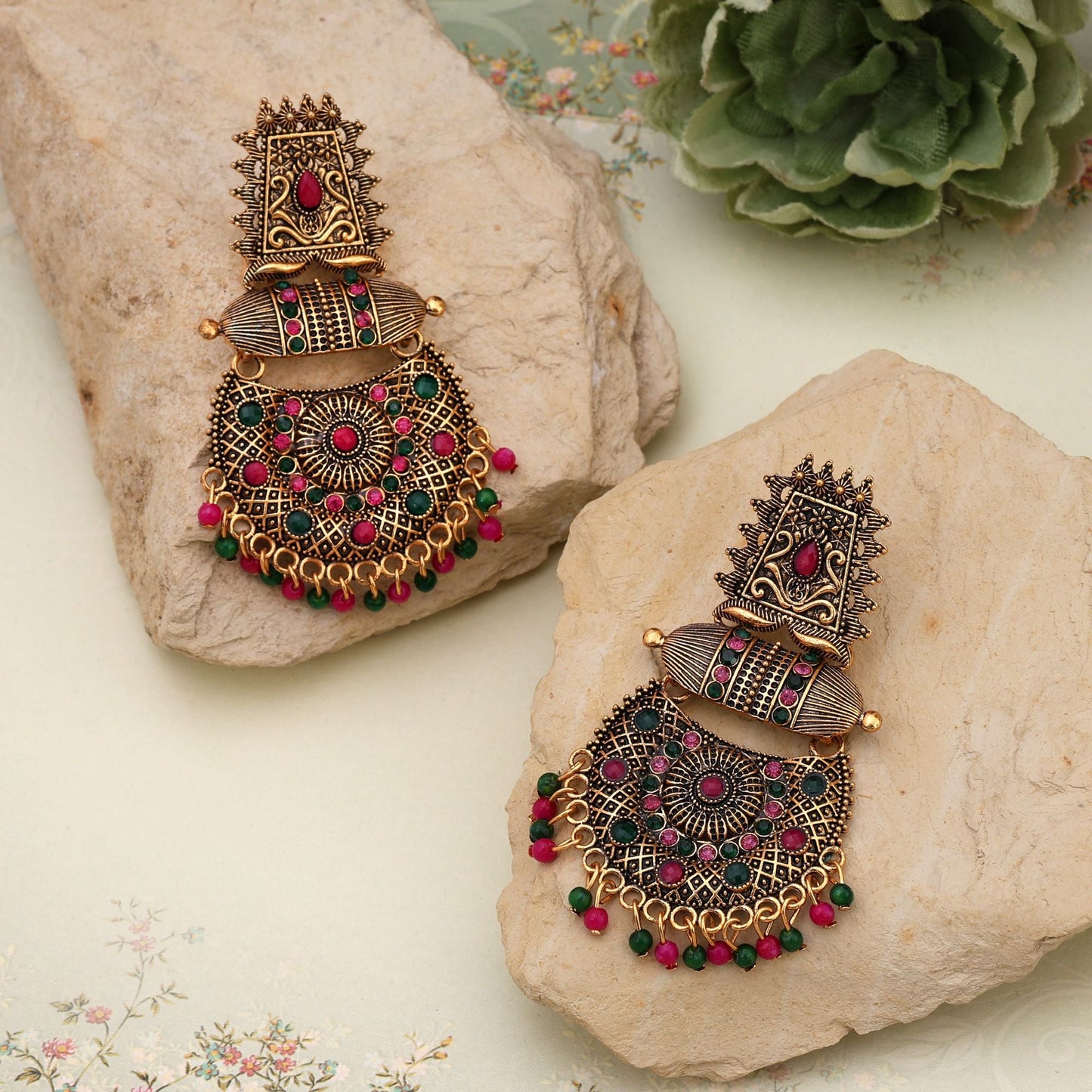 Elegant Multi Color Oxidised Earrings Designed For Brides, Parties, And Women’S Ethnic Outfits Fashion