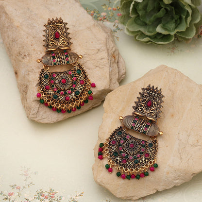 Elegant Multi Color Oxidised Earrings Designed For Brides, Parties, And Women’S Ethnic Outfits Fashion