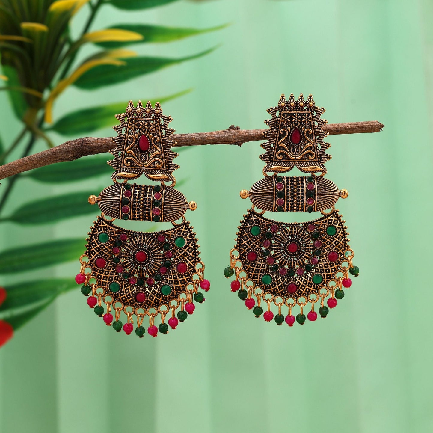 Elegant Multi Color Oxidised Earrings Designed For Brides, Parties, And Women’S Ethnic Outfits Fashion