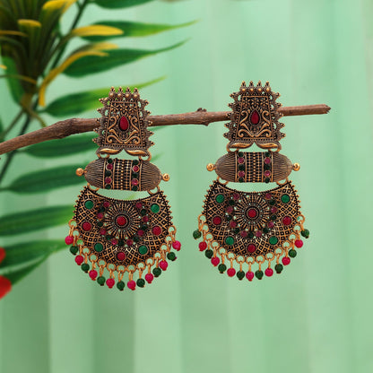 Elegant Multi Color Oxidised Earrings Designed For Brides, Parties, And Women’S Ethnic Outfits Fashion