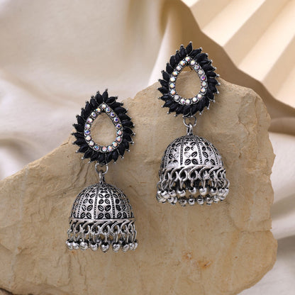 Attractive Black Color Oxidised Earrings Designed For Brides, Engagements, And Women’S Ethnic Fashion Styling