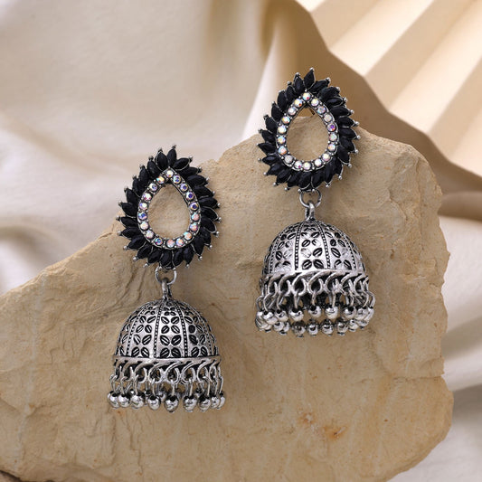 Attractive Black Color Oxidised Earrings Designed For Brides, Engagements, And Women’S Ethnic Fashion Styling