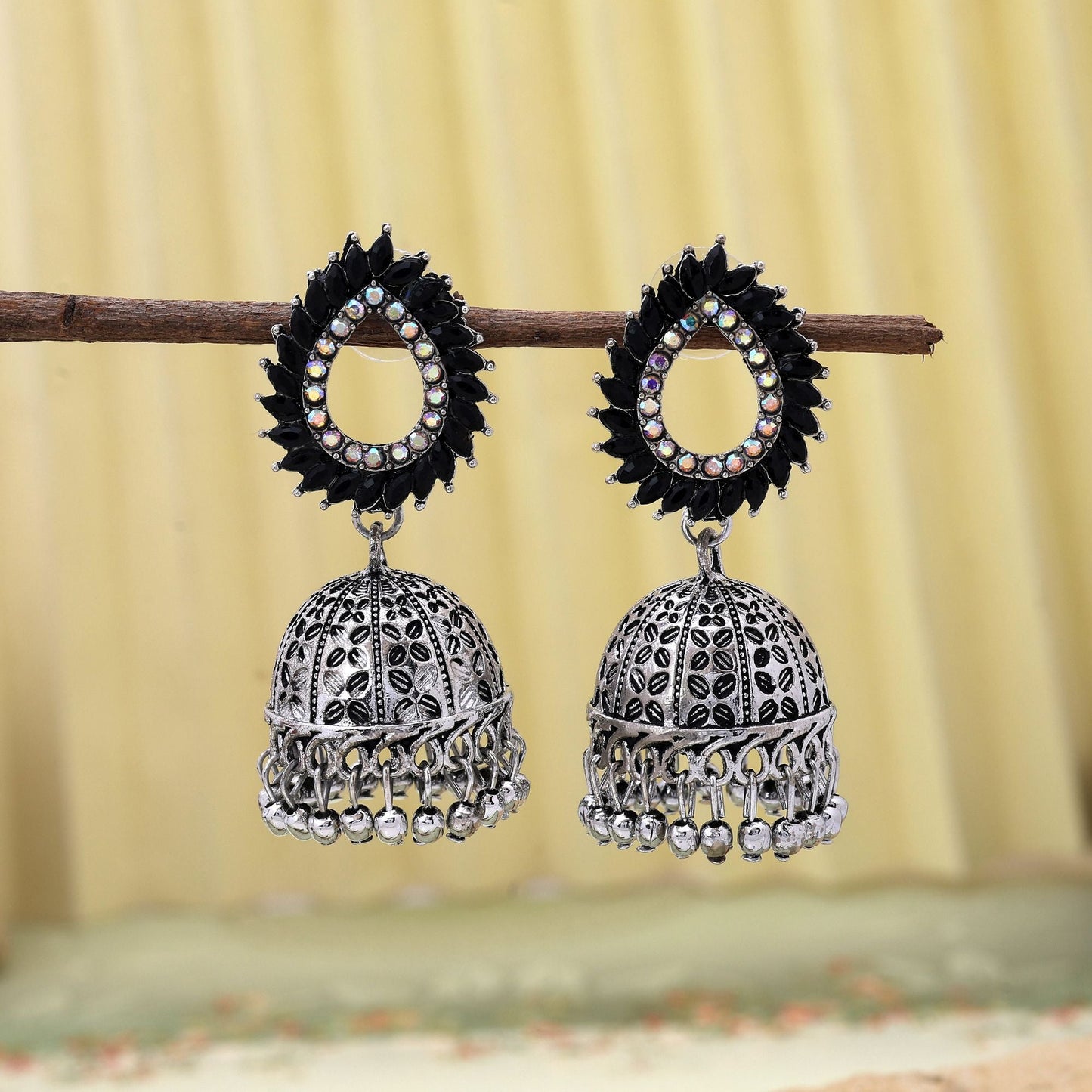Attractive Black Color Oxidised Earrings Designed For Brides, Engagements, And Women’S Ethnic Fashion Styling