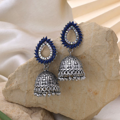 Stilvolle, blau oxidierte Ohrringe für Hochzeiten, Veranstaltungen und als Damenmodeschmuck