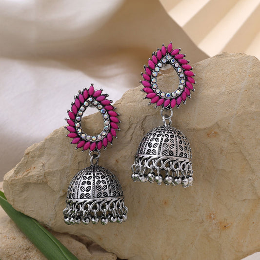 Exclusive Rani Color Oxidised Earrings Designed For Brides, Parties, And Women’S Cultural Outfits Jewelry