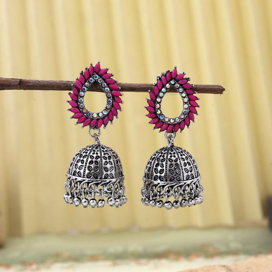 Exclusive Rani Color Oxidised Earrings Designed For Brides, Parties, And Women’S Cultural Outfits Jewelry