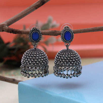 Exklusive oxidierte Ohrringe in Blau für Festivals, Hochzeiten und traditionellen Modeschmuck für Damen