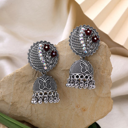 Exclusive Black Color Oxidised Earrings Designed With Detailing For Brides, Parties, And Ethnic Outfits