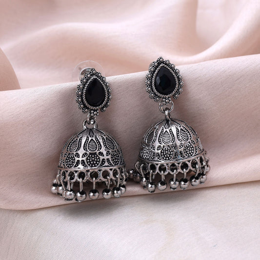Stylish Black Color Oxidised Earrings Designed With Handmade Work For Brides And Traditional Fashion Jewelry