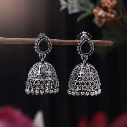 Stylish Black Color Oxidised Earrings Designed With Handmade Work For Brides And Traditional Fashion Jewelry