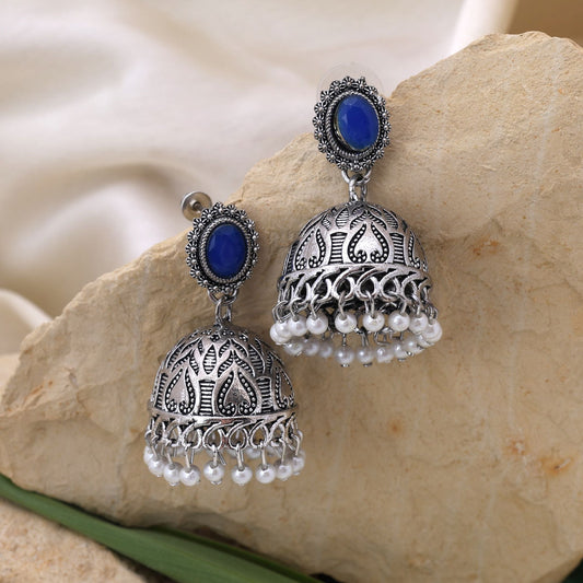 Gorgeous Blue Color Oxidised Earrings Designed For Festivals, Weddings, And Women’S Cultural Outfits Jewelry