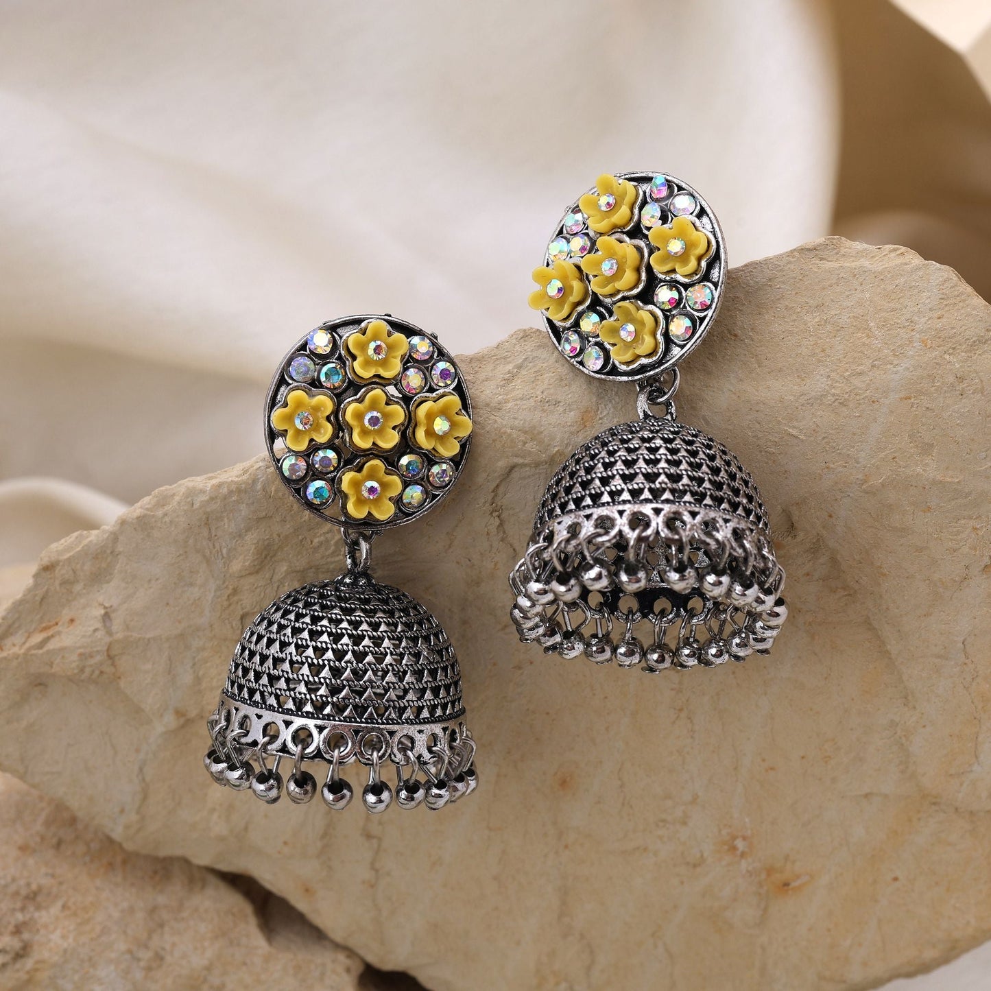 Attractive Yellow Color Oxidised Earrings Perfect For Cultural Events, Brides, And Women’S Party Jewelry