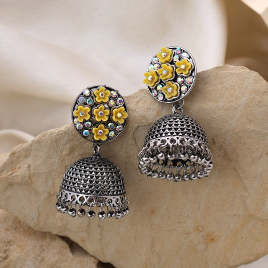 Attractive Yellow Color Oxidised Earrings Perfect For Cultural Events, Brides, And Women’S Party Jewelry