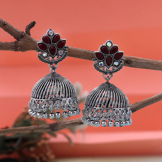 Exklusive oxidierte Ohrringe in Kastanienbraun, perfekt für Festivals, Bräute und ethnischen Partyschmuck für Frauen