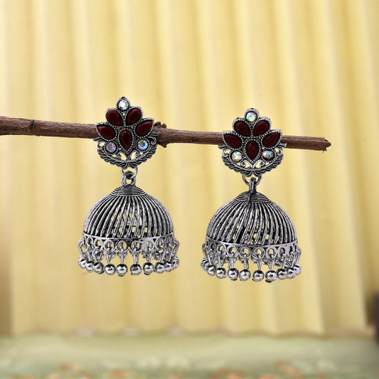 Exklusive oxidierte Ohrringe in Kastanienbraun, perfekt für Festivals, Bräute und ethnischen Partyschmuck für Frauen