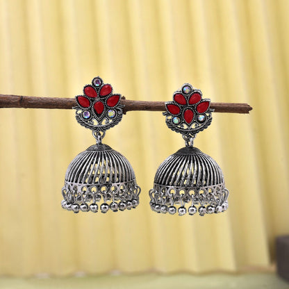 Stylish Red Color Oxidised Earrings Designed For Weddings, Brides, And Women’S Party Outfits Jewelry