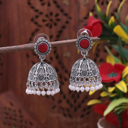 Stilvolle, rot oxidierte Ohrringe, perfekt für Hochzeiten, Partys und festliche Outfits