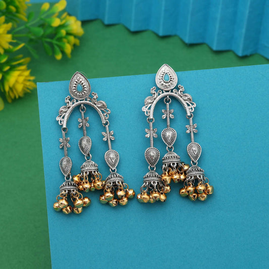 Firozi Color Stylish Handcrafted Oidised Earrings For Festivals And Events