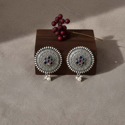 Multi Color Oxidised Earrings Created With Vibrant Hues Offering Artistic Festive Jewelry Charm