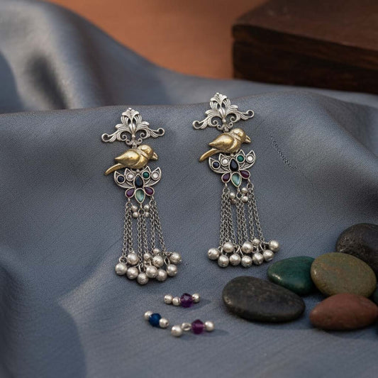 Multi Color Oxidised Earrings Showcasing Multi-Hue Dual-Tone Beauty For Vibrant Festive Accessories