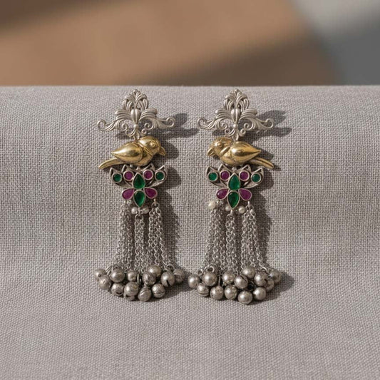 Rani & Green Color Oxidised Earrings Offering Dual-Tone Contrast Ideal For Bold Cultural Fashion