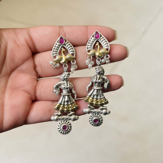 Rani Color Oxidised Earrings Featuring Beautiful Dual-Tone Patterns Suited For Festive Celebrations