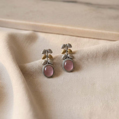Light Pink Color Oxidised Earrings Crafted With Dual-Tone Grace Perfect For Soft Festive Looks