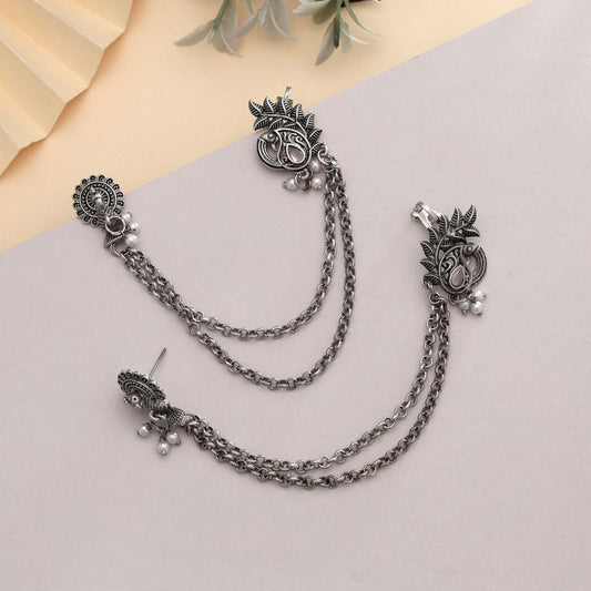 Light Pink Color Oxidised Ear Cuff Stylish Feminine Modern Statement Jewelry Design