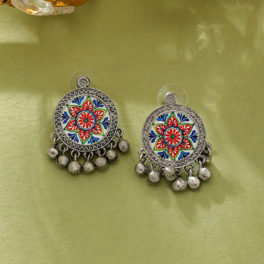 Multi Color Meena Work Oxidised Earrings Designer Traditional Statement Jewelry
