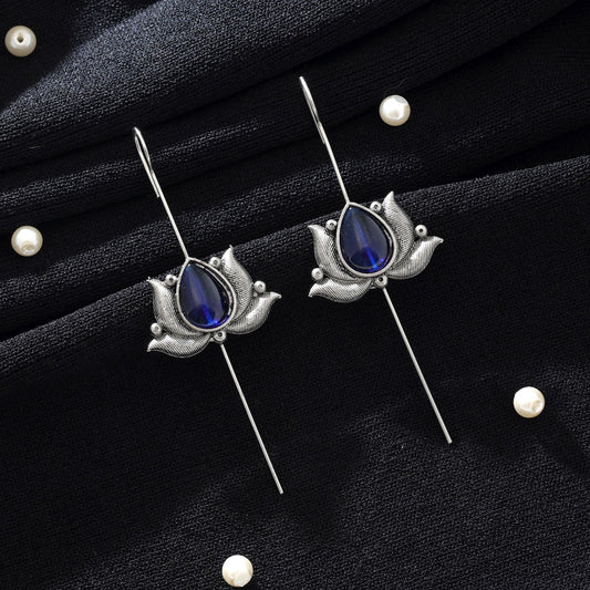 Blauer oxidierter Ohr-Cuff, stilvoller ethnischer Modeschmuck
