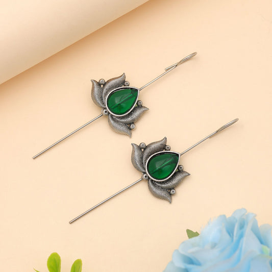 Grüne Farbe Oxidierter Ohrclip Elegante Traditionelle Statement-Schmuck