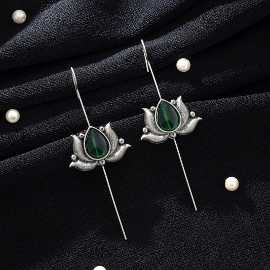 Grüne Farbe Oxidierter Ohrclip Elegante Traditionelle Statement-Schmuck