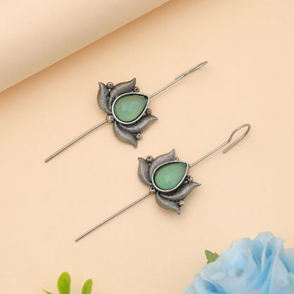 Ohrklemme in Pista-Grün, oxidiert, elegant, ethnisch, Statement-Schmuck