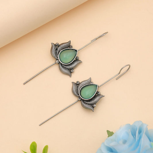Ohrklemme in Pista-Grün, oxidiert, elegant, ethnisch, Statement-Schmuck
