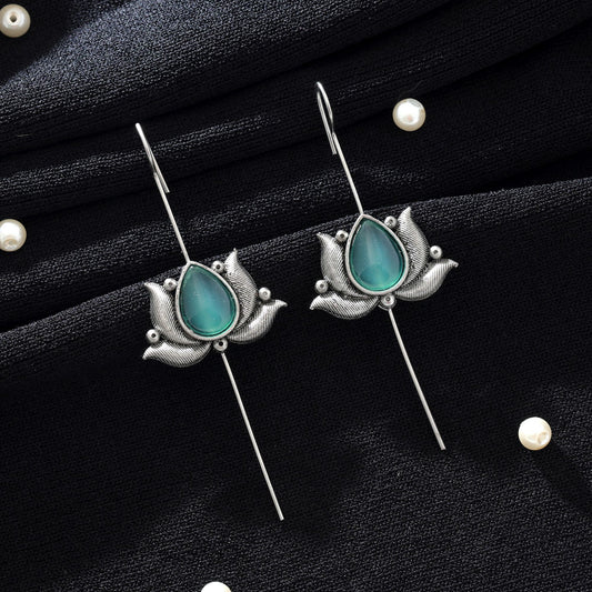 Ohrklemme in Pista-Grün, oxidiert, elegant, ethnisch, Statement-Schmuck
