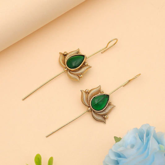 Grüner, oxidierter Ohr-Cuff, Designer, traditioneller Schmuck