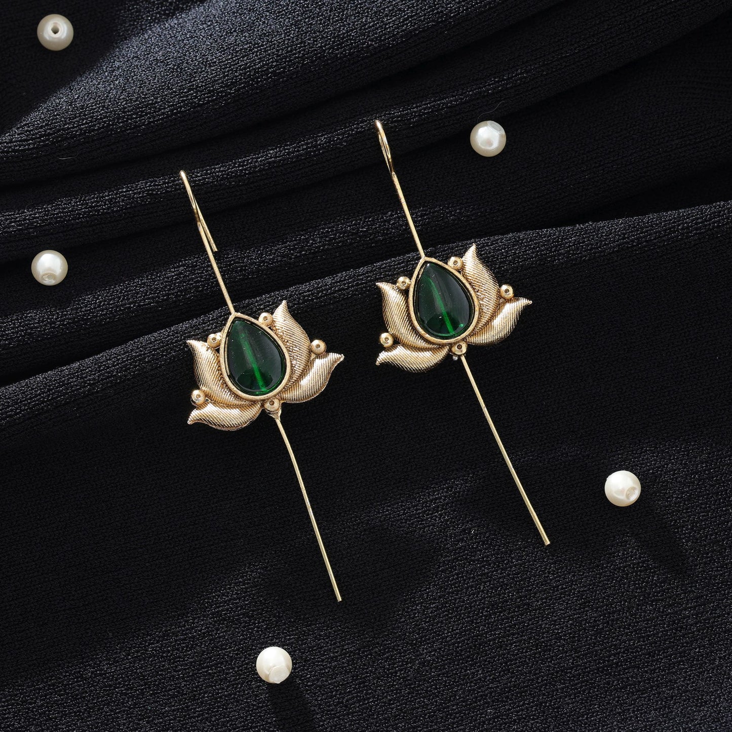 Grüner, oxidierter Ohr-Cuff, Designer, traditioneller Schmuck