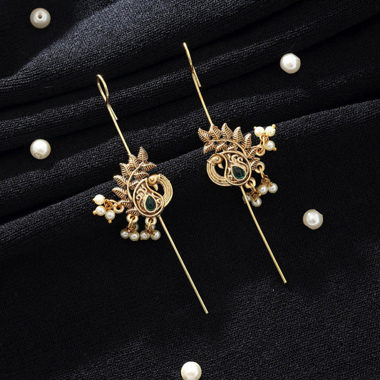Green Color Oxidised Ear Cuff Classic Traditional Jewelry