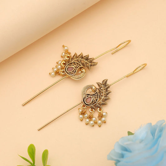 Light Pink Color Oxidised Ear Cuff Stylish Daily Wear Jewelry