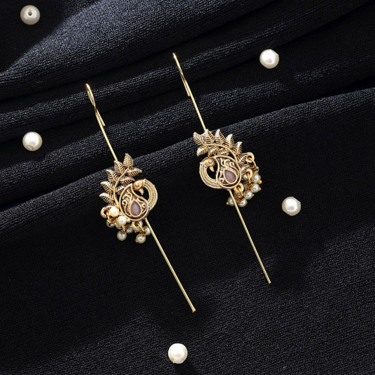 Light Pink Color Oxidised Ear Cuff Stylish Daily Wear Jewelry