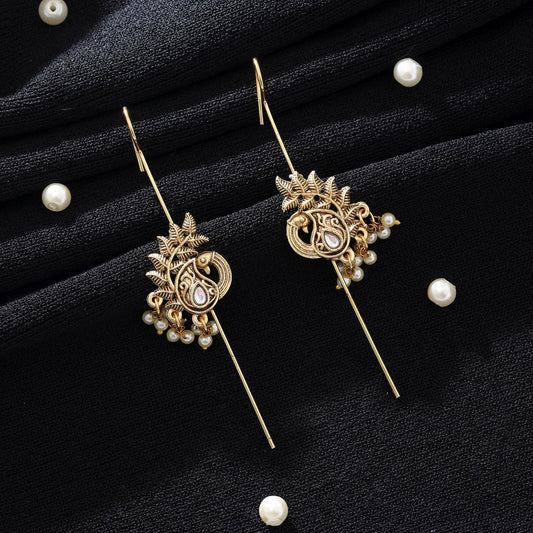 Weiße oxidierte Ohrklemme Minimalistischer traditioneller Schmuck