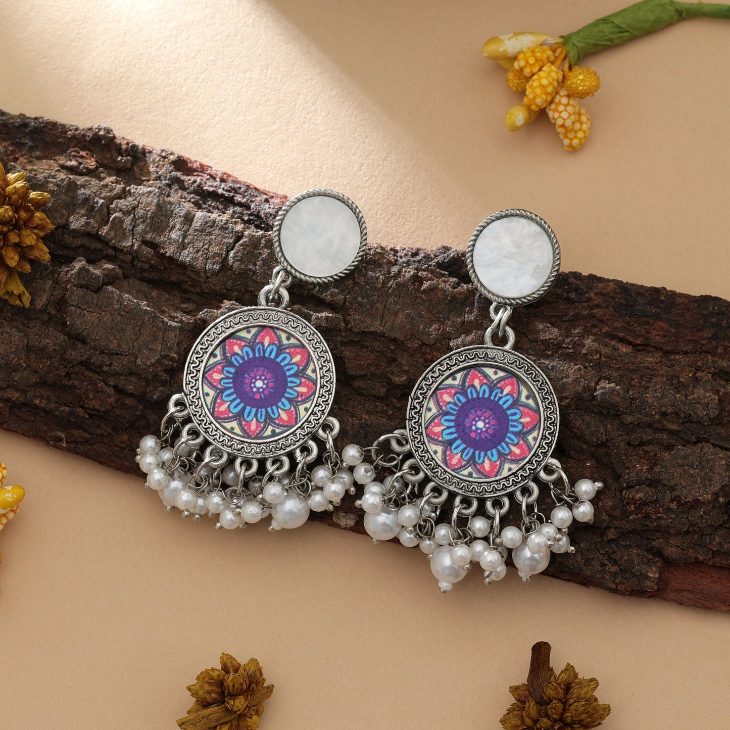 Multi Color Oxidised Earrings Classic Vintage Ethnic Statement Jewelry Design