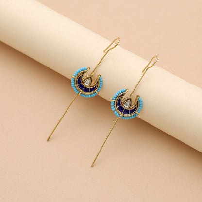 Premium Blue Color Meena Work Oxidised Ear Cuff With Elegant Handmade Artwork