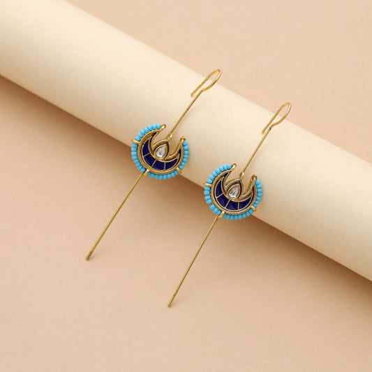 Premium Blau Meena Arbeit Oxidierter Ohrschmuck Mit Eleganter Handgemachter Kunst