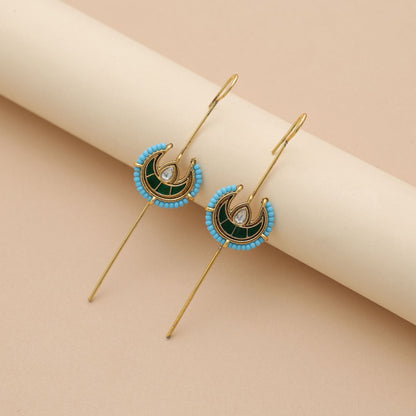 Traditioneller, grünfarbener Meena-Arbeit-Oxidierter Ohr-Cuff mit künstlerischem Tribal-Design