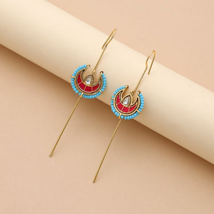 Eleganter Rani-farbener Meena-Arbeit Oxidierter Ohrmanschette mit traditionellen Details