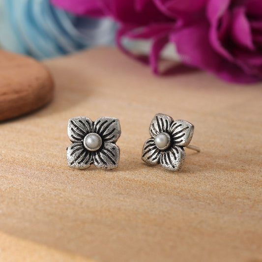 Silver Color Oxidised Earrings With Traditional Handmade Ethnic Design