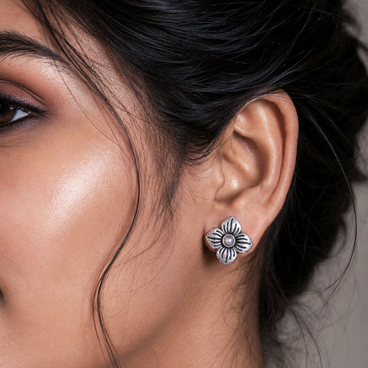 Silver Color Oxidised Earrings With Traditional Handmade Ethnic Design