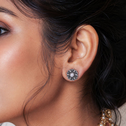 Silver Color Oxidised Earrings Featuring Elegant Tribal Fashion Appeal