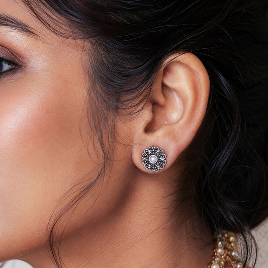 Silver Color Oxidised Earrings Featuring Elegant Tribal Fashion Appeal